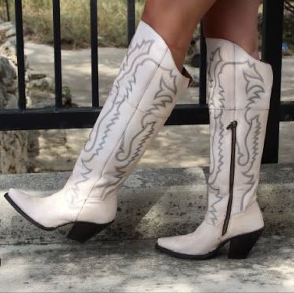 DAN POST DP4377 "Loverly" tall top white leather cowgirl western boots NWT - Picture 6 of 8